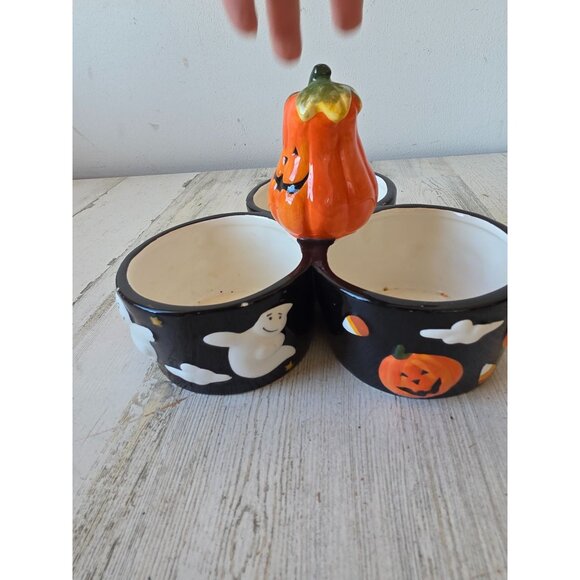 Pumpkin candy party bowl Halloween ghost candy cane treat decor - Picture 2 of 11